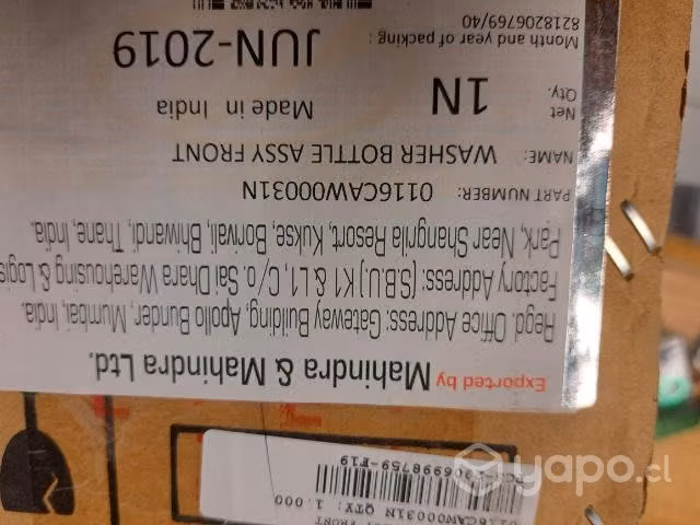 Deposito lavaparabrisas MAHINDRA ORIGINAL NUEVO