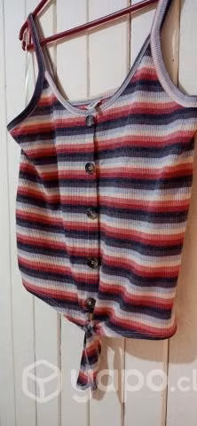 Polera sin mangas a rayas