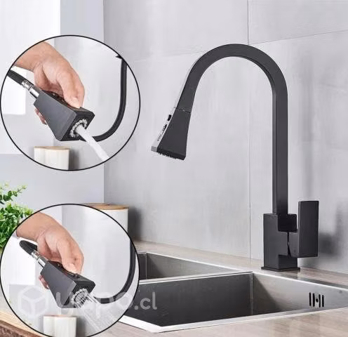 Llave Monomando Lavaplatos Flexible Retráctil