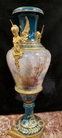 Jarron Pintado a Mano con Porcelana y Bronce - Imagen 6