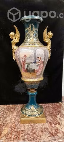 Jarron Pintado a Mano con Porcelana y Bronce - Imagen 1