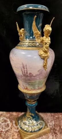 Jarron Pintado a Mano con Porcelana y Bronce - Imagen 3