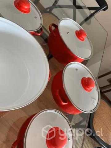 Batería Ollas 10 piezas color rojo NUEVAS - Imagen 4