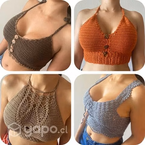 Crop tops a crochet tejidos 100% a mano