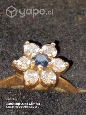 Anillo oro brillantes zafiro azul - Imagen 3