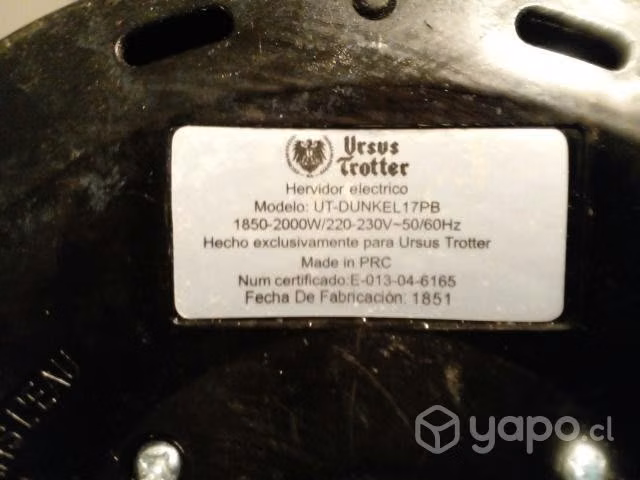 Hervidor electrico POCO USO URSUS TROTTER NEGRO