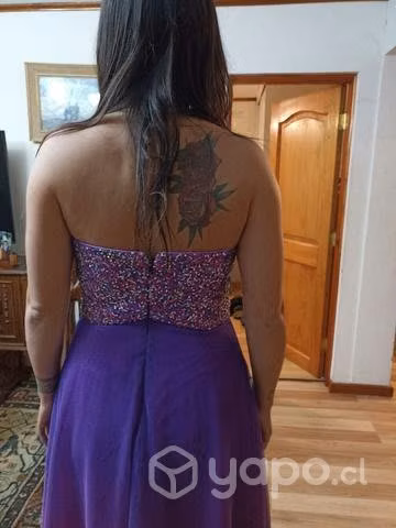Vestido strapless tornasol y lentejuelas talla s - Imagen 3