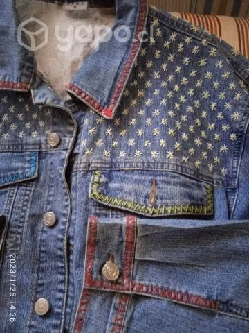 Chaqueta mezclilla bordada nano