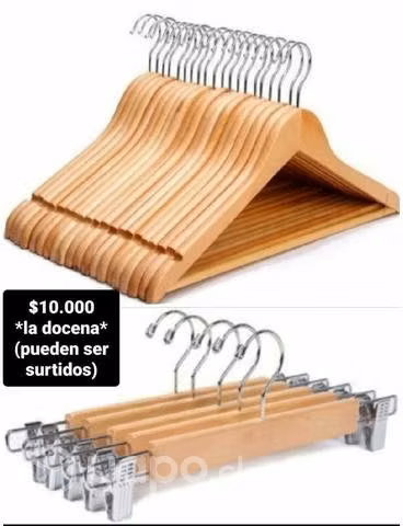 Colgadores de madera con y sin pinzas