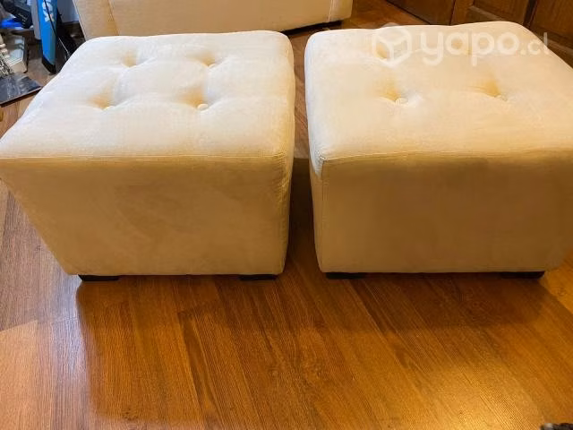 Par de Puff Blanco Gamuza - Imagen 5