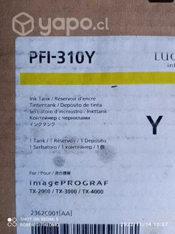 Tinta canon pfi 310y yellow original de 330ml
