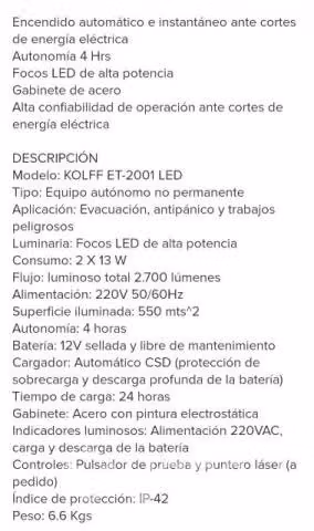 Luz de emergencia alta potencia Kolff recargable - Imagen 6