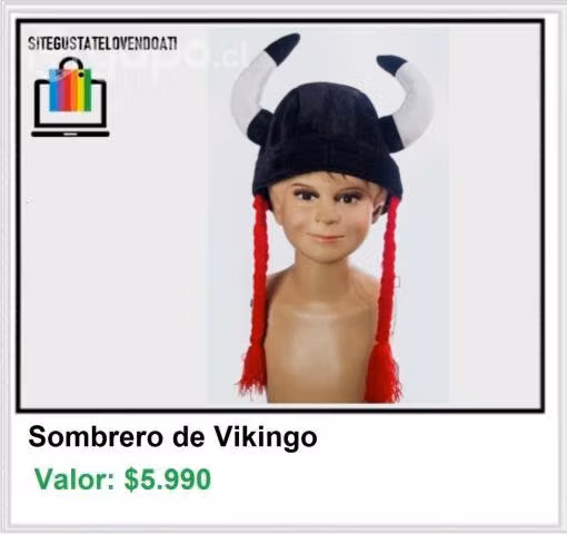 Gorro de Vikingo Negro Blanco Rojo