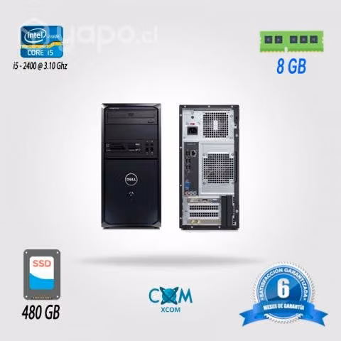 Cpu dell vostro 260 torre-intel i5-2400- ssd 480