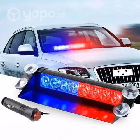 Baliza Parabrisa Auto Led Estroboscópica Azul/Rojo