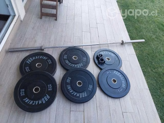 Pack barra olimpica 20 Kg + 60kg discos PROMACHINE