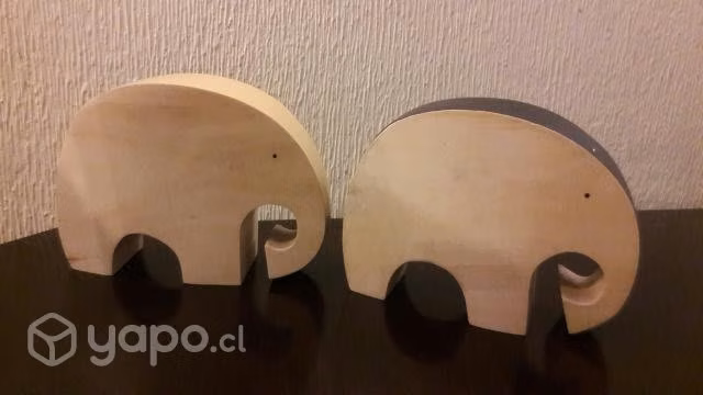 Par de elefantes de madera maciza - Imagen 2