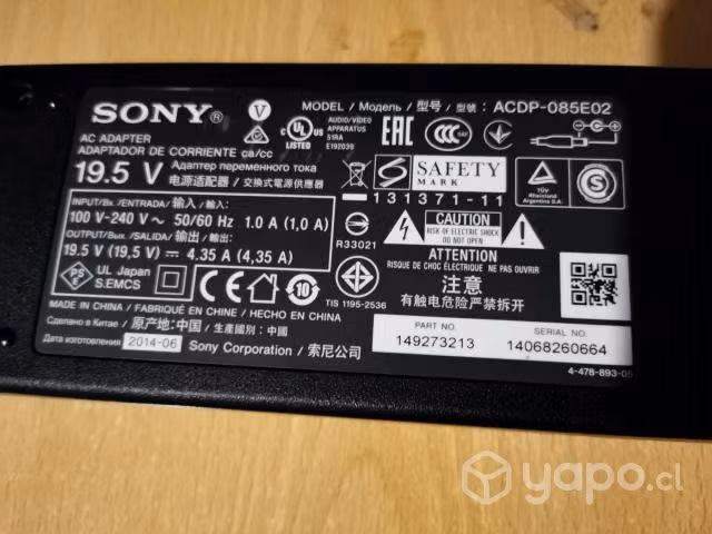 Adaptador corriente tv sony