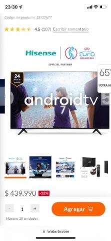 Smart android tv de 65 pulgadas + barra de sonido - Imagen 2