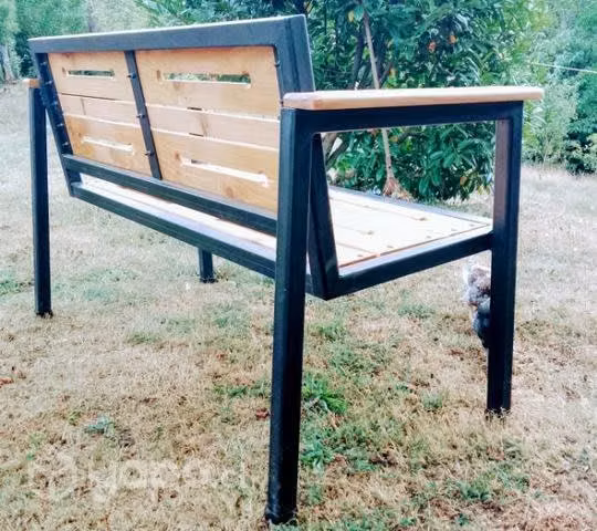 Banca de terraza metal i madera