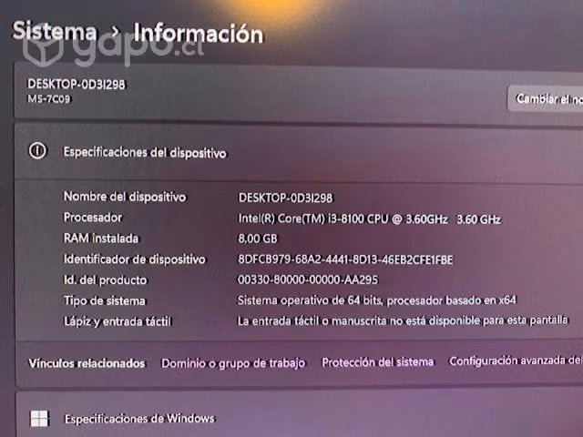 Pc Gamer i3/8gb/240ssd/gpu 2gb ddr5 - Imagen 3