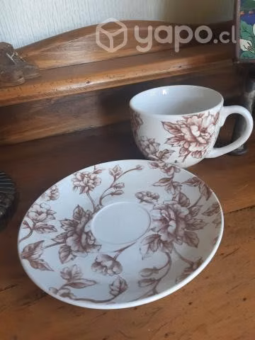 Gran taza chocolatera porcelana diseño vintage - Imagen 4
