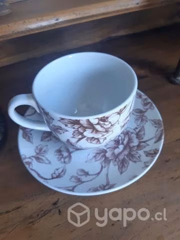 Gran taza chocolatera porcelana diseño vintage - Imagen 3