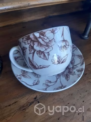 Gran taza chocolatera porcelana diseño vintage - Imagen 2