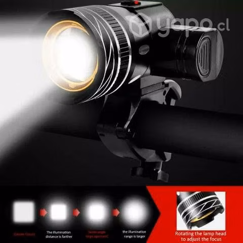 Luz delantera recargable con zoom 1200 lúmenes