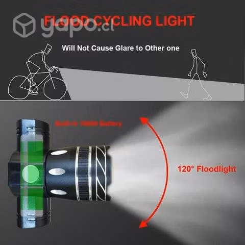 Luz delantera recargable con zoom 1200 lúmenes