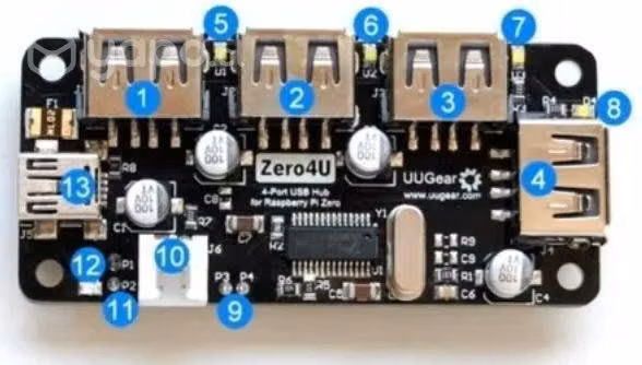 HUB USB para Rasperry Pi Zero (v1.3 y W)