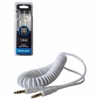 Cable Auxiliar 3.5 Mm 1.8M Espiral Blanco Philco