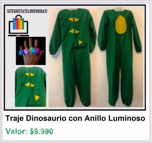 Traje de Dinosaurio Grande con Anillo Luminoso