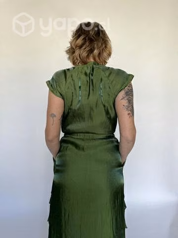 Vestido seda verde - Imagen 2