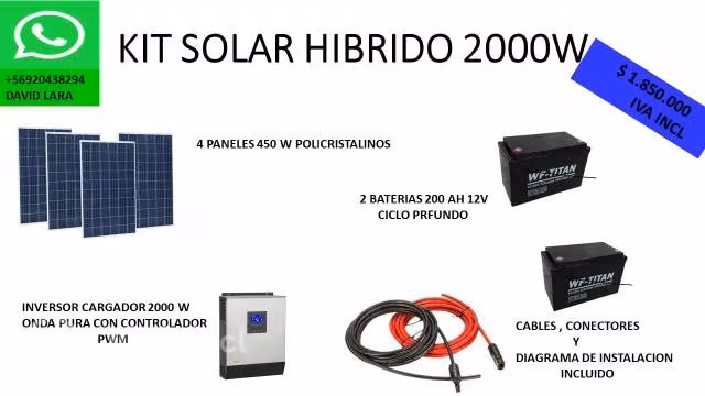 Kit fotovoltaico hibrido 2000 w