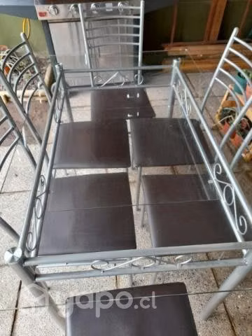 Comedor metálico y vidrio 6 sillas
