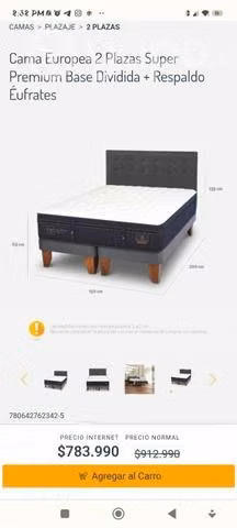 Cama 2 plaza súper premium, base dividida, respald - Imagen 6