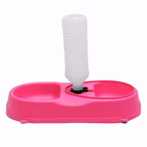 Dispensador Plato Agua y Comida Mascotas Rosado