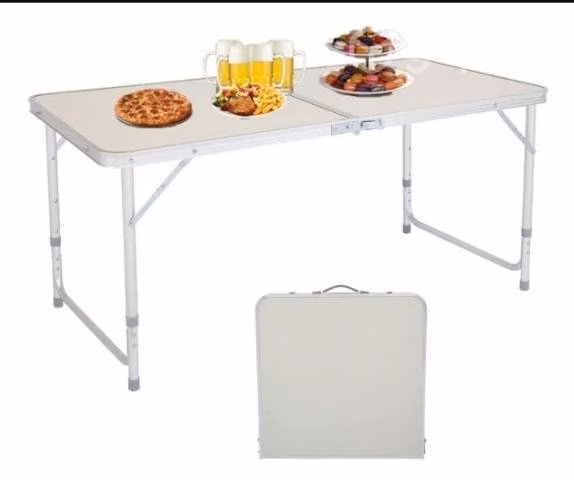 Mesa Plegable Blanca Portatil Camping 120x60cm