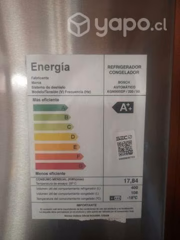 Refrigerador bosch kgn56xidp 508l