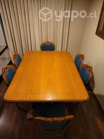 Comedor + 6 sillas, cubierta de encina y base de r