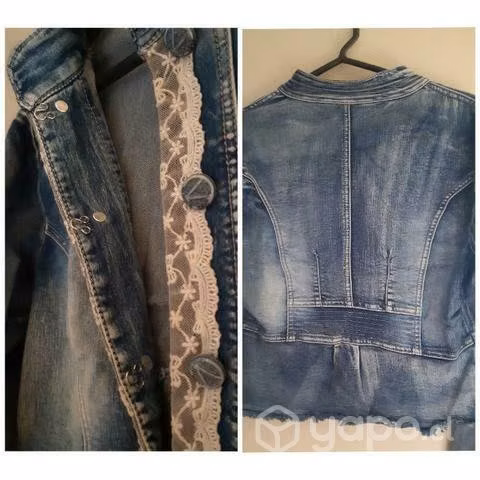Chaleco blanco y chaqueta mezclilla