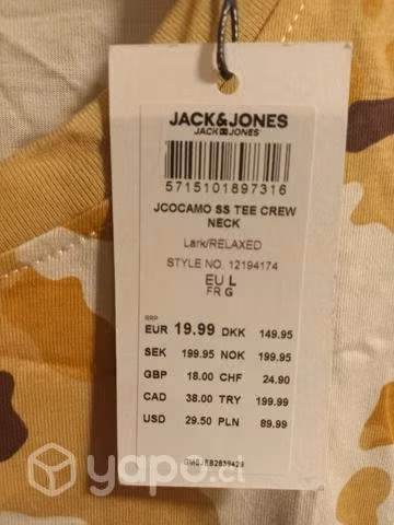 Polera Jack& jones NUEVA CON ETIQUETA