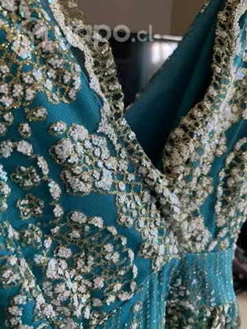 Vestido Gala Verde/Turquesa Lentejuelas