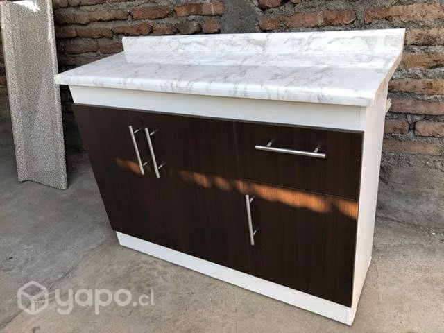 Mueble mesón base 3 cuerpos color chocolate