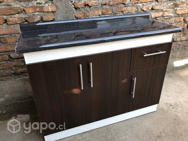 Mueble mesón base 3 cuerpos color chocolate