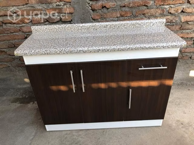 Mueble mesón base 3 cuerpos color chocolate