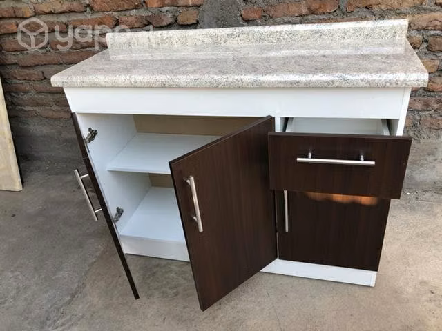 Mueble mesón base 3 cuerpos color chocolate