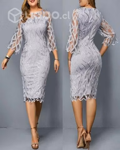 Vestido Fiesta Talla Grande Manga Vg 80