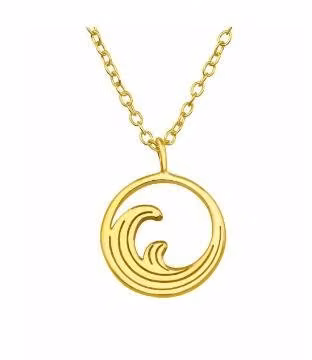 Colgante de Plata 925 de Ola Bañado en Oro 18K